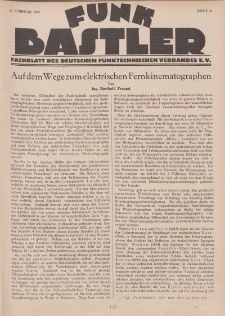 Funk Bastler : Fachblatt des Deutschen Funktechnischen Verbandes E.V., 18. Februar 1927, Heft 8.