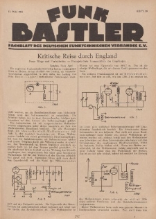 Funk Bastler : Fachblatt des Deutschen Funktechnischen Verbandes E.V., 13. Mai 1927, Heft 20.
