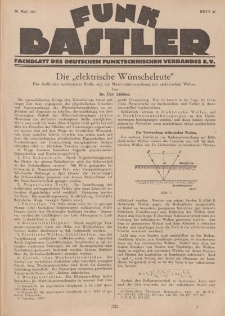 Funk Bastler : Fachblatt des Deutschen Funktechnischen Verbandes E.V., 20. Mai 1927, Heft 21.