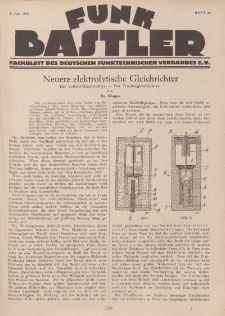 Funk Bastler : Fachblatt des Deutschen Funktechnischen Verbandes E.V., 3. Juni 1927, Heft 23.