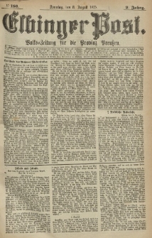 Elbinger Post, Nr.183 Sonntag 8 August 1875, 2 Jh