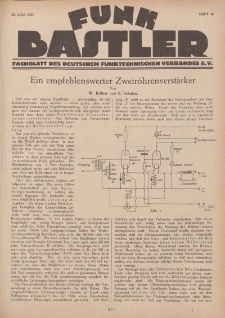 Funk Bastler : Fachblatt des Deutschen Funktechnischen Verbandes E.V., 22. Juli 1927, Heft 30.