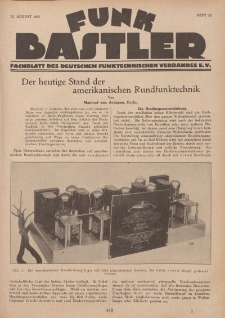 Funk Bastler : Fachblatt des Deutschen Funktechnischen Verbandes E.V., 12. August 1927, Heft 33.