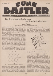 Funk Bastler : Fachblatt des Deutschen Funktechnischen Verbandes E.V., 19. August 1927, Heft 34.