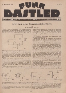 Funk Bastler : Fachblatt des Deutschen Funktechnischen Verbandes E.V., 9. September 1927, Heft 37.