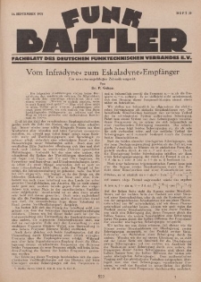 Funk Bastler : Fachblatt des Deutschen Funktechnischen Verbandes E.V., 16. September 1927, Heft 38.