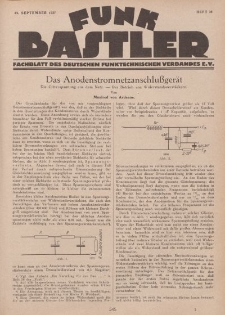 Funk Bastler : Fachblatt des Deutschen Funktechnischen Verbandes E.V., 23. September 1927, Heft 39.