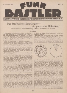 Funk Bastler : Fachblatt des Deutschen Funktechnischen Verbandes E.V., 14. Oktober 1927, Heft 42.