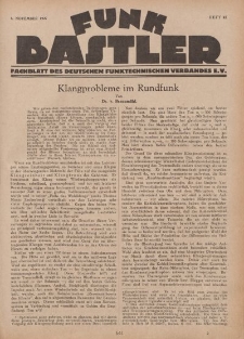Funk Bastler : Fachblatt des Deutschen Funktechnischen Verbandes E.V., 4. November 1927, Heft 45.