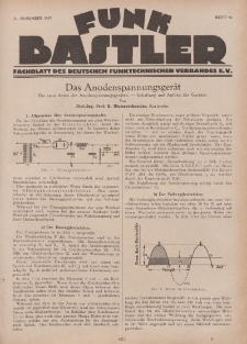 Funk Bastler : Fachblatt des Deutschen Funktechnischen Verbandes E.V., 11. November 1927, Heft 46.