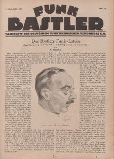 Funk Bastler : Fachblatt des Deutschen Funktechnischen Verbandes E.V., 9. Dezember 1927, Heft 50.