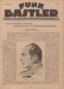 Funk Bastler : Fachblatt des Deutschen Funktechnischen Verbandes E.V., 16. Dezember 1927, Heft 51.