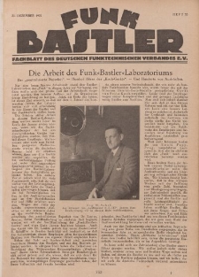 Funk Bastler : Fachblatt des Deutschen Funktechnischen Verbandes E.V., 23. Dezember 1927, Heft 52.