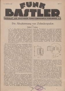 Funk Bastler : Fachblatt des Deutschen Funktechnischen Verbandes E.V., 11. Januar 1929, Heft 2.