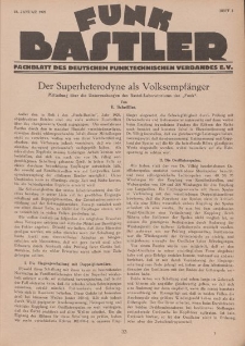Funk Bastler : Fachblatt des Deutschen Funktechnischen Verbandes E.V., 18. Januar 1929, Heft 3.
