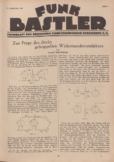 Funk Bastler : Fachblatt des Deutschen Funktechnischen Verbandes E.V., 15. Februar 1929, Heft 7.