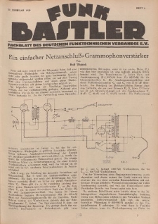 Funk Bastler : Fachblatt des Deutschen Funktechnischen Verbandes E.V., 22. Februar 1929, Heft 8.