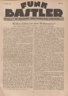 Funk Bastler : Fachblatt des Deutschen Funktechnischen Verbandes E.V., 22. März 1929, Heft 12.
