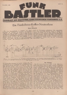 Funk Bastler : Fachblatt des Deutschen Funktechnischen Verbandes E.V., 12. April 1929, Heft 15.