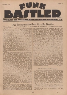 Funk Bastler : Fachblatt des Deutschen Funktechnischen Verbandes E.V., 26. April 1929, Heft 17.