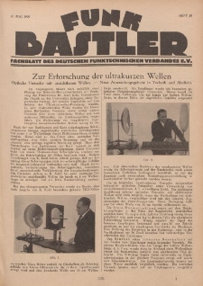 Funk Bastler : Fachblatt des Deutschen Funktechnischen Verbandes E.V., 17. Mai 1929, Heft 20.