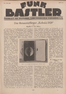 Funk Bastler : Fachblatt des Deutschen Funktechnischen Verbandes E.V., 21. Juni 1929, Heft 25.