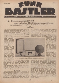 Funk Bastler : Fachblatt des Deutschen Funktechnischen Verbandes E.V., 12. Juli 1929, Heft 28.