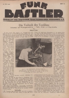 Funk Bastler : Fachblatt des Deutschen Funktechnischen Verbandes E.V., 26. Juli 1929, Heft 30.