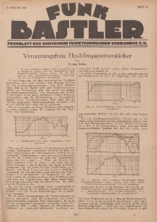 Funk Bastler : Fachblatt des Deutschen Funktechnischen Verbandes E.V., 2. August 1929, Heft 31.