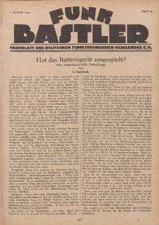 Funk Bastler : Fachblatt des Deutschen Funktechnischen Verbandes E.V., 9. August 1929, Heft 32.