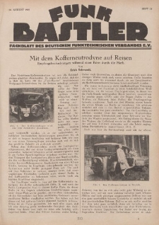 Funk Bastler : Fachblatt des Deutschen Funktechnischen Verbandes E.V., 16. August 1929, Heft 33.