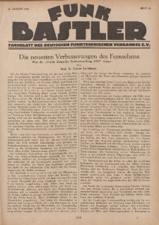 Funk Bastler : Fachblatt des Deutschen Funktechnischen Verbandes E.V., 30. August 1929, Heft 35.