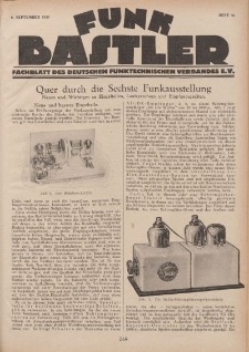 Funk Bastler : Fachblatt des Deutschen Funktechnischen Verbandes E.V., 6. September 1929, Heft 36.