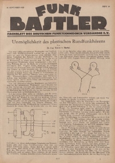 Funk Bastler : Fachblatt des Deutschen Funktechnischen Verbandes E.V., 27. September 1929, Heft 39.