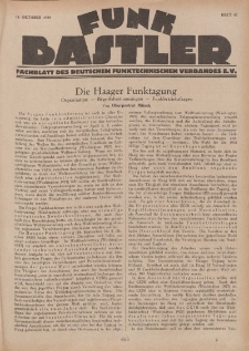 Funk Bastler : Fachblatt des Deutschen Funktechnischen Verbandes E.V., 18. Oktober 1929, Heft 42.