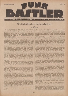 Funk Bastler : Fachblatt des Deutschen Funktechnischen Verbandes E.V., 1. November 1929, Heft 44.