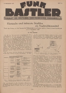 Funk Bastler : Fachblatt des Deutschen Funktechnischen Verbandes E.V., 13. Dezember 1929, Heft 50.