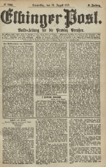 Elbinger Post, Nr.192 Donnerstag 19 August 1875, 2 Jh