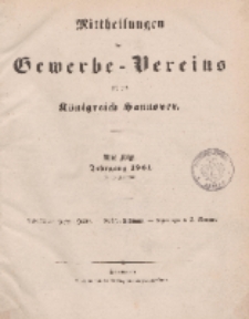Mittheilungen des Gewerbe -Vereins für das Königreich Hannover (Inhalt) 1861