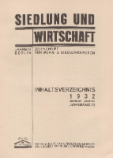 Siedlung und Wirtschaft : Zeitschrift für Wohn- und Siedlungswesen (Inhalt), 1932