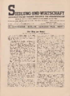 Siedlung und Wirtschaft, 15. Jahrgang, Januar 1933, Heft 1.