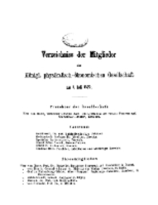 Verzeichnis der Mitglieder der Königlichen Physikalisch-Ökonomischen Gesellschaft, 1872