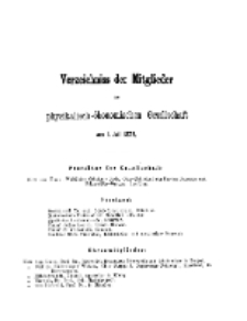 Verzeichnis der Mitglieder der Königlichen Physikalisch-Ökonomischen Gesellschaft, 1873