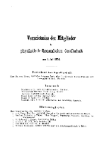 Verzeichnis der Mitglieder der Königlichen Physikalisch-Ökonomischen Gesellschaft, 1874