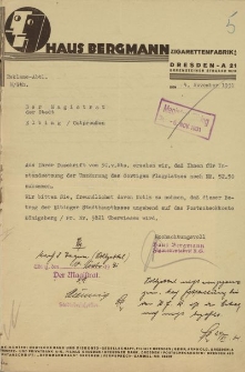 Haus Bergmann - Magistrat w Elblągu - korespondencja (4.11.1931 ; 25.11.1931)