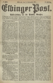 Elbinger Post, Nr.209 Mittwoch 8 September 1875, 2 Jh