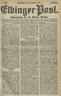 Elbinger Post, Nr.210 Donnerstag 9 September 1875, 2 Jh