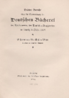Dritter Bericht &uuml;ber die Verwaltung der Deutschen B&uuml;cherei des B&ouml;rsenvereins der Deutschen Buchh&auml;ndler, 1915