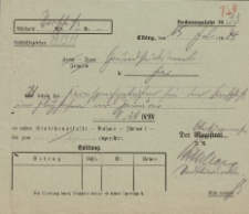 Nota księgowa magistratu w Elblągu