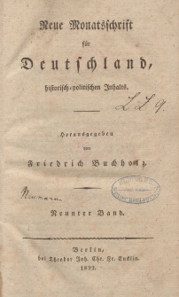 Neue Monatsschrift für Deutschland, Historisch-Politischen Inhalts, 1822, Bd. 9.